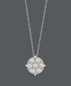 Let style come full circle in this dazzling diamond pendant. A cluster of round-cut diamonds (1/5 ct. t.w.) shine against a 14k white gold setting. Approximate length: 18 inches. Approximate drop: 3/8 inch.