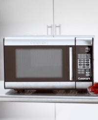 Speed and style come together in this sleek, powerful two-tone microwave from Cuisinart. A beautiful stainless steel control panel and door with dark tinted glass and chrome handle add appeal to this absolutely essential appliance. Choice of white or black control panel. Three-year limited warranty. Speed and style come together in this sleek, powerful two-tone microwave from Cuisinart. A beautiful stainless steel control panel and door with dark tinted glass and chrome handle add appeal to this absolutely essential appliance. Choice of white or black control panel. Three-year limited warranty.
