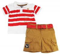 Company 81 Toddler Boys 2-7 Red Jersey Polo Shirt With Solid Belted Shorts Company 81 Toddler Boys 2-7 Red Jersey Polo Shirt With Solid Belted Shorts