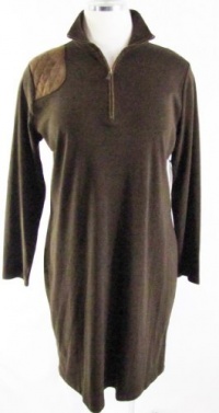Ralph Lauren Plus Size Maiden Brown Mock Turtleneck Half Zip Long Sleeve Dress 1X Ralph Lauren Plus Size Maiden Brown Mock Turtleneck Half Zip Long Sleeve Dress 1X