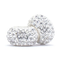 Set of 2 - Bella Fascini Clear White Crystal Pave Sparkle Bling - April Birthstone - Solid .925 Sterling Silver Core European Charm Bead Made with Authentic Swarovski Crystals - Compatible Brand Bracelets : Authentic Pandora, Chamilia, Moress, Troll, Ohm, Set of 2 - Bella Fascini Clear White Crystal Pave Sparkle Bling - April Birthstone - Solid .925 Sterling Silver Core European Charm Bead Made with Authentic Swarovski Crystals - Compatible Brand Bracelets : Authentic Pandora, Chamilia, Moress, Troll, Ohm,