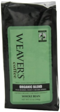 Weaver's Coffee , Organic Blend Whole Bean Coffee, Full-bodied, Sweet Caramel Finish 12-Ounce Bags (Pack of 2) Weaver's Coffee , Organic Blend Whole Bean Coffee, Full-bodied, Sweet Caramel Finish 12-Ounce Bags (Pack of 2)