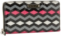 MILLY Diamond Zig Zag Zip Around Wallet,Shocking Pink,One Size