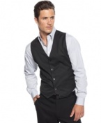 Set the style standards high with this pinstriped vest from Calvin Klein.