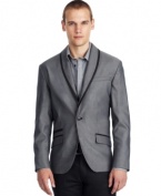 A shawl collar and contrast trim gives this Kenneth Cole Reaction sports coat a classic style.