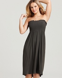 Smocked and strapless, Magicsuit's soft jersey coverup slips on for the walk from beach to bar. Smocked and strapless, Magicsuit's soft jersey coverup slips on for the walk from beach to bar.