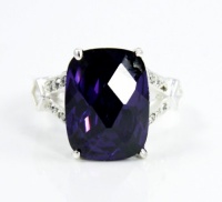 City by City Ring, Silver Plated Rectangular Faceted Amethyst Purple with Cubic Zirconia Accents Ring Size 8 City by City Ring, Silver Plated Rectangular Faceted Amethyst Purple with Cubic Zirconia Accents Ring Size 8
