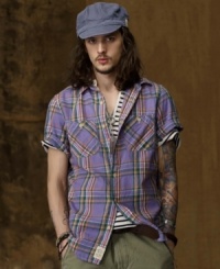 The ever-versatile flannel shirt is designed with short sleeves and crafted from lightweight brushed cotton for all-weather, year-round comfort. The ever-versatile flannel shirt is designed with short sleeves and crafted from lightweight brushed cotton for all-weather, year-round comfort.