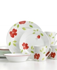 Paradise found. Tropical blooms and bands of coordinating color coupled with the lasting durability of Corelle lend the Garden Paradise dinnerware set to casual, carefree dining. Paradise found. Tropical blooms and bands of coordinating color coupled with the lasting durability of Corelle lend the Garden Paradise dinnerware set to casual, carefree dining.