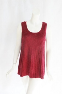 Jones New York Womens Cranberry Sleeveless Ribbed Woven Knit Top L Jones New York Womens Cranberry Sleeveless Ribbed Woven Knit Top L
