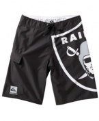 Take your fandom to the next level with these NFL board shorts from Quiksilver, featuring a cool Raiders graphic.