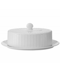 Nantucket Basket is a fine, all-white Wedgwood china dinnerware and dishes pattern with an embossed basket-weave pattern on the edges. Shown at back left. Nantucket Basket is a fine, all-white Wedgwood china dinnerware and dishes pattern with an embossed basket-weave pattern on the edges. Shown at back left.