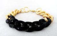 Chunky Link Bracelet with Black & Gold Links Chunky Link Bracelet with Black & Gold Links