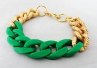 Chunky Link Bracelet with Green & Gold Links Chunky Link Bracelet with Green & Gold Links