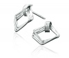 CleverSilver .925 Sterling Silver Designer Triple Diamond Wire Huggie Post Back Earrings - 14.00 x 12.00mm