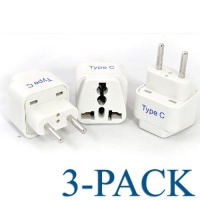 Ceptics Grounded Universal Plug Adapter for Europe (Type C), 3 Pack Ceptics Grounded Universal Plug Adapter for Europe (Type C), 3 Pack
