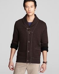 Crafted in cotton so it's easy to wear, this BOSS Orange cardigan takes a modern approach to a classic shawl collar silhouette and outfits it with contrast seams and cool buttons for deft designer touches. Crafted in cotton so it's easy to wear, this BOSS Orange cardigan takes a modern approach to a classic shawl collar silhouette and outfits it with contrast seams and cool buttons for deft designer touches.