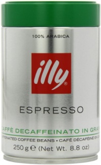 illy Caffe Decaffeinated Whole Bean Coffee (Medium Roast, Green Top), 8.8-Ounce Tins (Pack of 2) illy Caffe Decaffeinated Whole Bean Coffee (Medium Roast, Green Top), 8.8-Ounce Tins (Pack of 2)