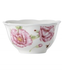 Grow your garden. The Butterfly Meadow Bloom bowl from Lenox features the sturdy, scalloped porcelain of original Butterfly Meadow dinnerware but with fresh pink and violet blossoms. Grow your garden. The Butterfly Meadow Bloom bowl from Lenox features the sturdy, scalloped porcelain of original Butterfly Meadow dinnerware but with fresh pink and violet blossoms.