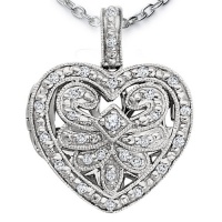 Ze Sterling Silver Diamond Antiqued Heart locket with 18 Silver Chain Ze Sterling Silver Diamond Antiqued Heart locket with 18 Silver Chain