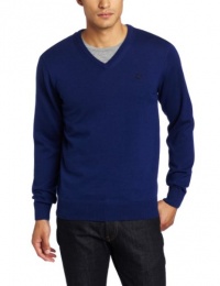 Fred Perry Men's V-Neck Sweater, Medieval Blue/Brass/Black, X-Large Fred Perry Men's V-Neck Sweater, Medieval Blue/Brass/Black, X-Large