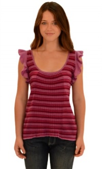 Free People Women's Stripe Sweater Top Merlot Combo MD Free People Women's Stripe Sweater Top Merlot Combo MD