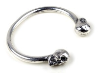 skull skeleton fashion silver tone ringent cuff bangle bracelet