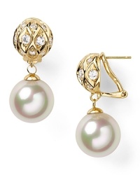 Round out your jewel box with this pair of earrings from Majorica. This pair's organic pearls nod to subdued style, while a touch of gold vermeil lends glamor. Round out your jewel box with this pair of earrings from Majorica. This pair's organic pearls nod to subdued style, while a touch of gold vermeil lends glamor.