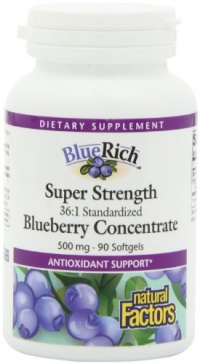 Natural Factors Bluerich Blueberry Concentrate, 500mg , 90 Softgels Natural Factors Bluerich Blueberry Concentrate, 500mg , 90 Softgels