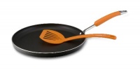 Rachael Ray Hard Anodized Nonstick Patty Pal Set 12-Inch Round Griddle with Patty Spatula, Orange