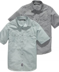 Prints charming. Tighten up your look with this micro-patterned shirt from Sean John. Prints charming. Tighten up your look with this micro-patterned shirt from Sean John.