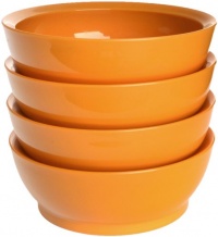 CaliBowl Non-Spill 28-Ounce Low Profile Bowl with Non-Slip Base, Set of 4, Orange