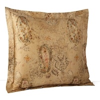 A faded, distressed paisley floral in shades of gold, green and red brings warmth and richness to this collection. Shams are in matching paisley with satin stitching. A faded, distressed paisley floral in shades of gold, green and red brings warmth and richness to this collection. Shams are in matching paisley with satin stitching.