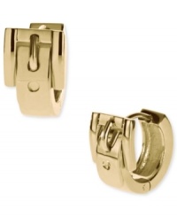 Hug your ears with these belt-inspired small hoop earrings from Michael Kors. Crafted in gold ion-plated steel. Approximate length: 1/2 inch. Approximate width: 1/4 inch. Hug your ears with these belt-inspired small hoop earrings from Michael Kors. Crafted in gold ion-plated steel. Approximate length: 1/2 inch. Approximate width: 1/4 inch.