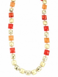 Charter Club Necklace, 36 Gold-Tone and Coral Square Bead Long Necklace