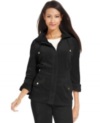 Cozy into Charter Club's velour anorak-inspired petite jacket. It's perfect for laid-back days. Cozy into Charter Club's velour anorak-inspired petite jacket. It's perfect for laid-back days.