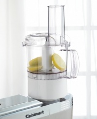 There's no mix-up - your Cuisinart Stand Mixer is a food processor, too! Simply plug this attachment into the high-speed power outlet of your mixer to effortlessly chop, puree, mix, slice, shred and much more. Three-year limited warranty. There's no mix-up - your Cuisinart Stand Mixer is a food processor, too! Simply plug this attachment into the high-speed power outlet of your mixer to effortlessly chop, puree, mix, slice, shred and much more. Three-year limited warranty.