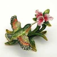 Flying Hummingbird Figurine Swarovski Crystals Jewelry Pill Trinket Keepsake Box Bird Feed Nectar Flower Flying Hummingbird Figurine Swarovski Crystals Jewelry Pill Trinket Keepsake Box Bird Feed Nectar Flower