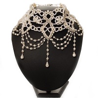 Stunning Bridal Beaded Choker (Silver Tone Metal) Stunning Bridal Beaded Choker (Silver Tone Metal)