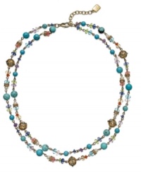 A rosary-inspired necklace from Lauren Ralph Lauren. The double-row silhouette showcases freshwater pearls (5 mm) and glass and resin beads in an array of colors. Crafted in 14k gold-plated mixed metal. Approximate length: 19 inches + 2-inch extender. A rosary-inspired necklace from Lauren Ralph Lauren. The double-row silhouette showcases freshwater pearls (5 mm) and glass and resin beads in an array of colors. Crafted in 14k gold-plated mixed metal. Approximate length: 19 inches + 2-inch extender.