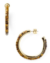 Michael Kors Tigers Eye Bead Gold Tone Hoop Earrings Michael Kors Tigers Eye Bead Gold Tone Hoop Earrings