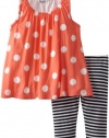 Splendid Littles Baby-Girls Newborn Pool Party Ruched Neck Tunic Set, Coral, 6-12 Months