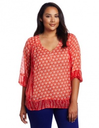 Lucky Brand Women's Plus-Size Caley Mixed Print Top Lucky Brand Women's Plus-Size Caley Mixed Print Top