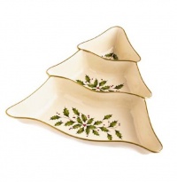 Lenox Holiday Gold-Banded Tree-Shaped Divided Server Lenox Holiday Gold-Banded Tree-Shaped Divided Server