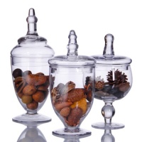 TERRA COLLECTION SET OF THREE ASSORTED MINI GLASS CANNISTERS TERRA COLLECTION SET OF THREE ASSORTED MINI GLASS CANNISTERS