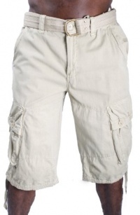 F.U.S.A.I. Fusai Men's Drawstring Cargo Shorts Military Belted