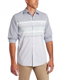 Company 81 Men's Long Sleeve Woven Horizontal Stripes, White, Medium Company 81 Men's Long Sleeve Woven Horizontal Stripes, White, Medium