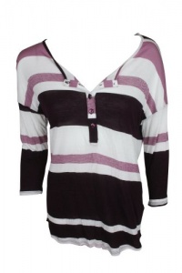 KUT From The Kloth Womens Striped Long Sleeve Henley Shirt KUT From The Kloth Womens Striped Long Sleeve Henley Shirt