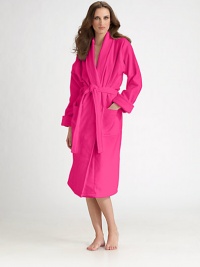 A soft and sumptuous slip-on after a shower or before bed, crafted in pure cotton terry velour with a cozy shawl collar and oversized, roll-up cuffs. Belted waist with loops Patch pockets Cotton terry velour; machine wash Imported A soft and sumptuous slip-on after a shower or before bed, crafted in pure cotton terry velour with a cozy shawl collar and oversized, roll-up cuffs. Belted waist with loops Patch pockets Cotton terry velour; machine wash Imported