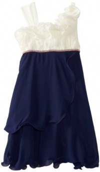 Bonnie Jean Girls 7-16 Cascade Chiffon Dress, Navy, 10